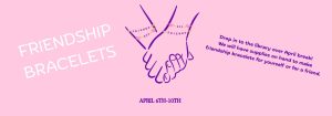 Graphic of two hands with friendship bracelets